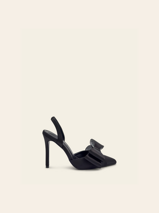 TESS - Escarpins noirs effet satin avec nœud en tulle - Mode Femme | Cassy
