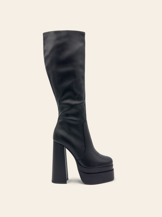 STELLA II - Bottes noires à plateforme en simili cuir souple - Mode Femme | Cassy