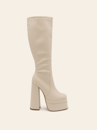 STELLA II - Bottes beiges à plateforme en simili cuir souple - Mode Femme | Cassy