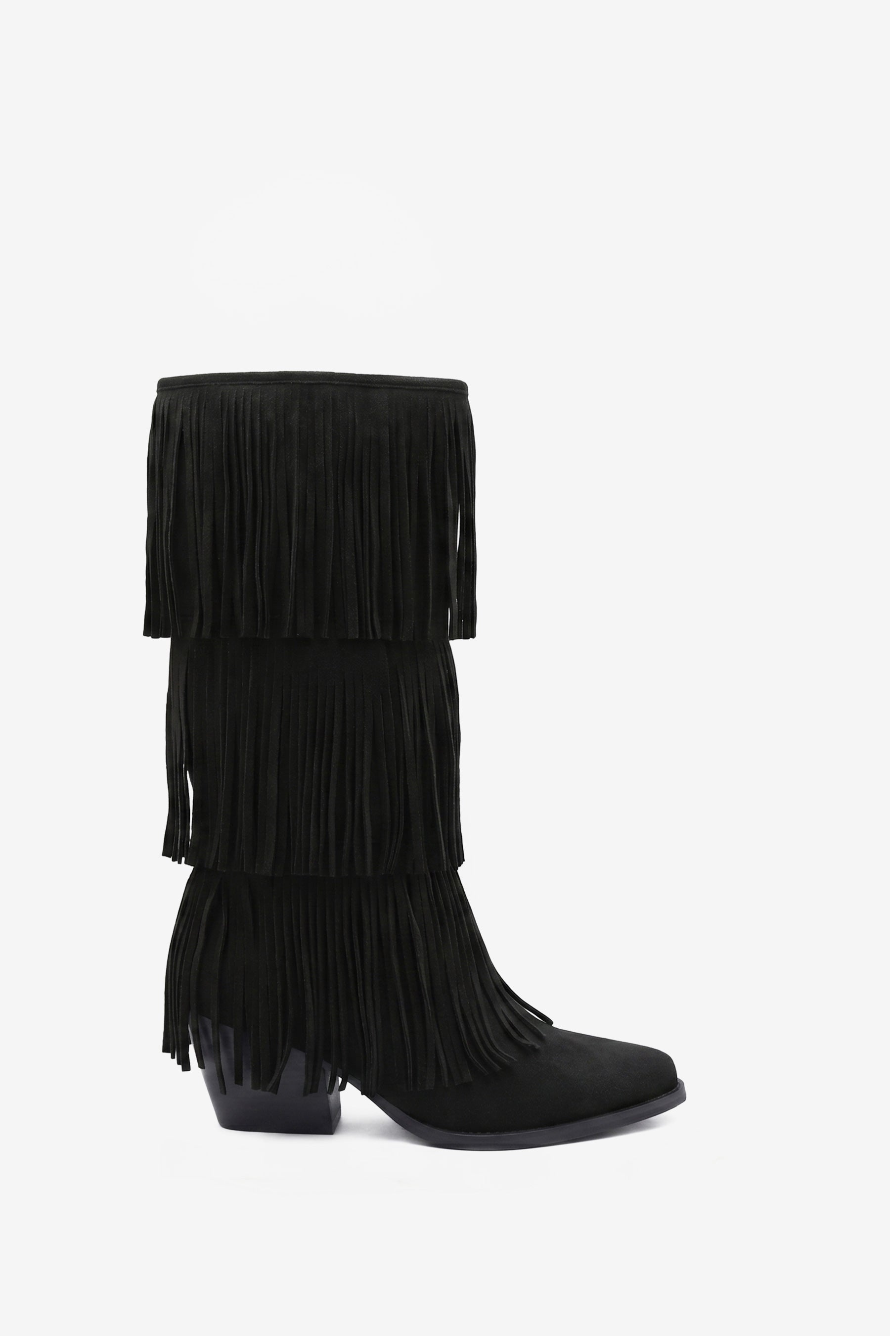 Scarlett Black Fringed Western Boots