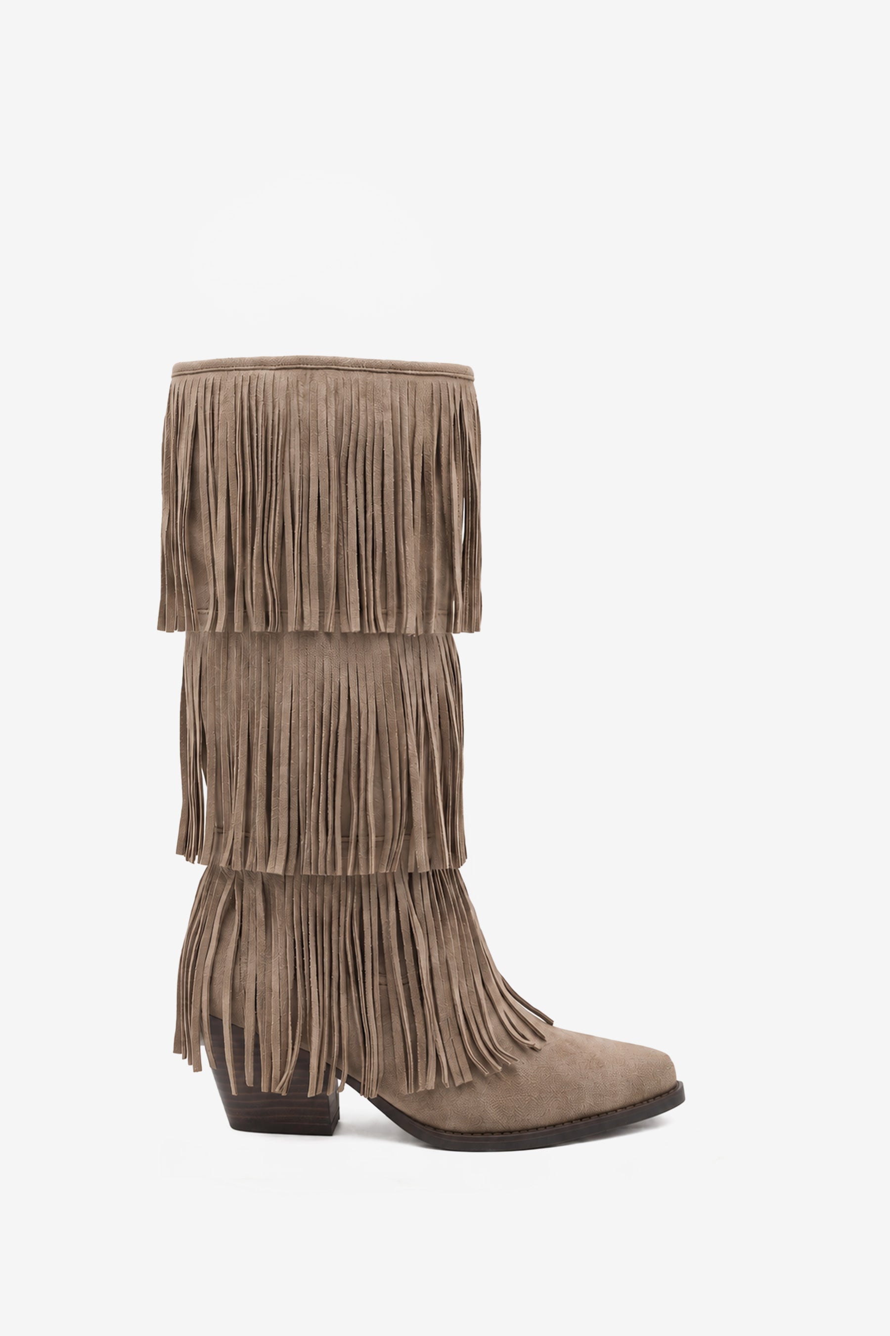 Scarlett Taupe Fringe Western Boots