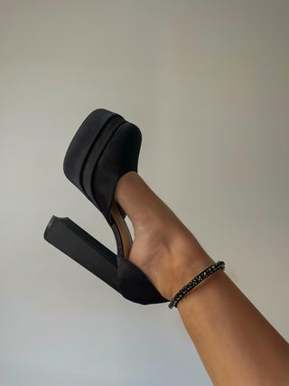 MEREDITH - Sandales noires à plateforme et bride de cheville à strass - Mode Femme | Cassy