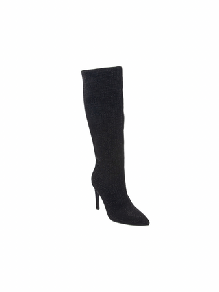 SAVANNAH - Bottes noires hauteur genoux ornées de strass - Mode Femme | Cassy