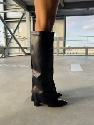 LEELAH - Bottes noires à talon bloc et bout pointu - Mode Femme | Cassy